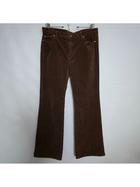 CLASH Corduroy Pants Women Retro Flare Dark Brown Sequins Design Size XL
